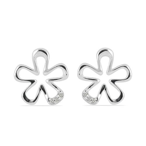 BUY NATURAL WHITE DIAMOND DOUBLE CUT GEMSTONE FLORAL EARRINGS IN 925 SILVER 